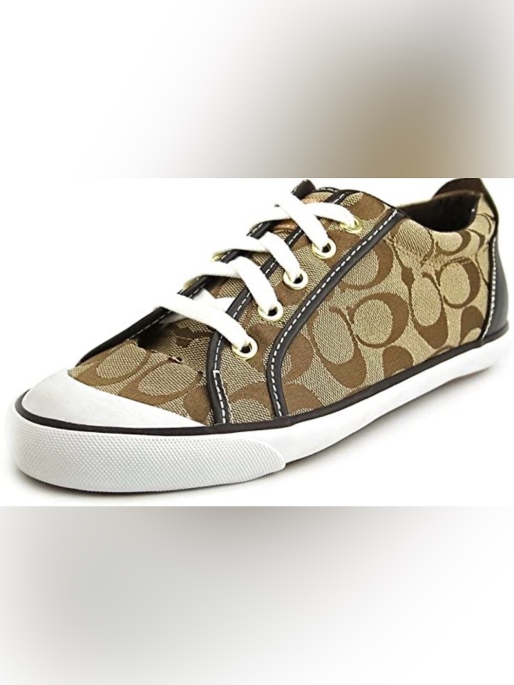Coach Barrett Monogram Signature Tan/Brown Jacquard Canvas Sneakers Sz: 11B